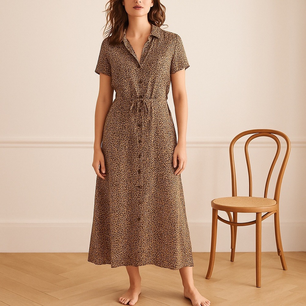 Vintage Late 90s / Y2K Sag Harbor Silk Maxi Button Down Dress Silk - Size 12 - Picture 9 of 9
